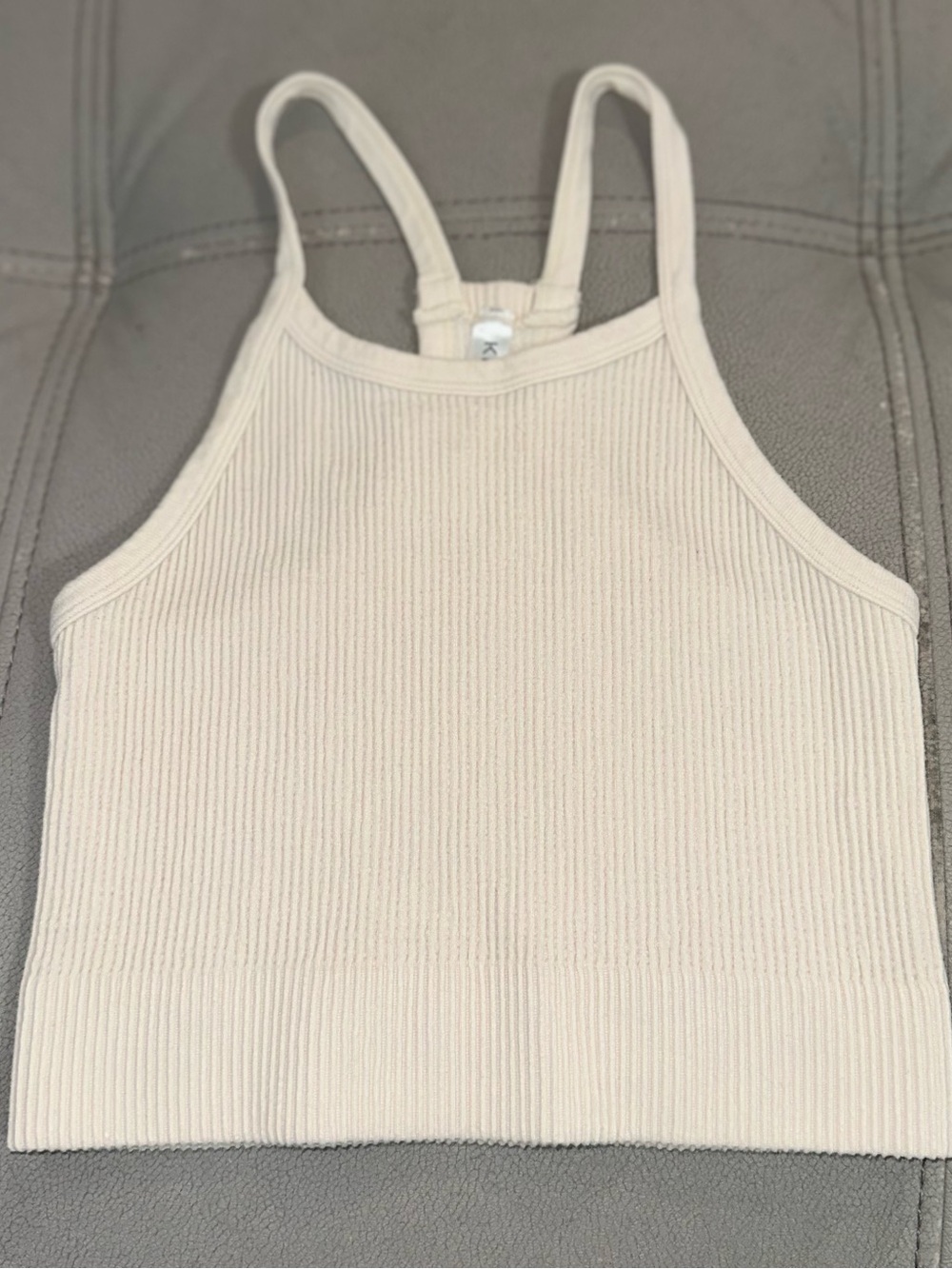 Ribbed Crop Tank Top - Cream